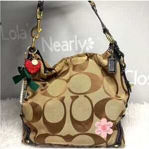 y2k COACH Black Brown Carly Large Hobo Signature Shoulder Bag Purse